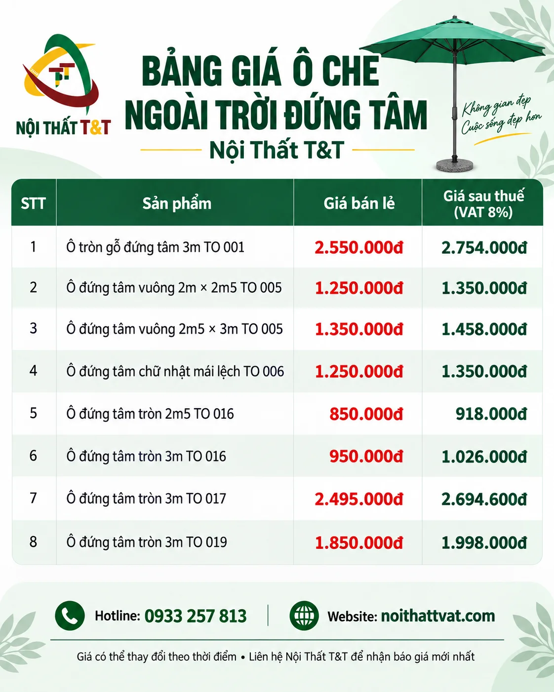 giá ô dù che nắng ngoài trời đứng tâm Nội thất T&T