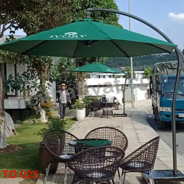 Ô dù quán cafe lệch tâm tròn 3m TO 025 - có bánh xe