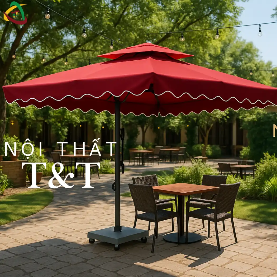 Ô dù cafe ngoài trời lệch tâm vuông TO 029 kich thước 3m, 8 nan